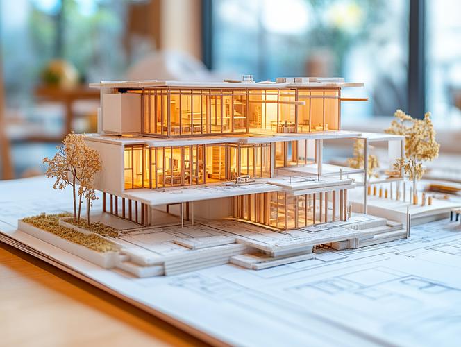 ai生图-建筑模型中光与影